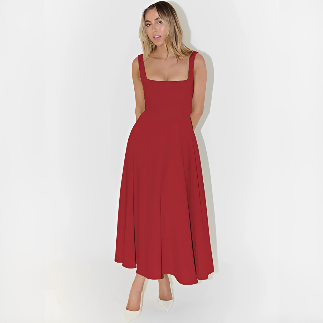 Fioren - Elegantes Midikleid mit Quadrat-Ausschnitt