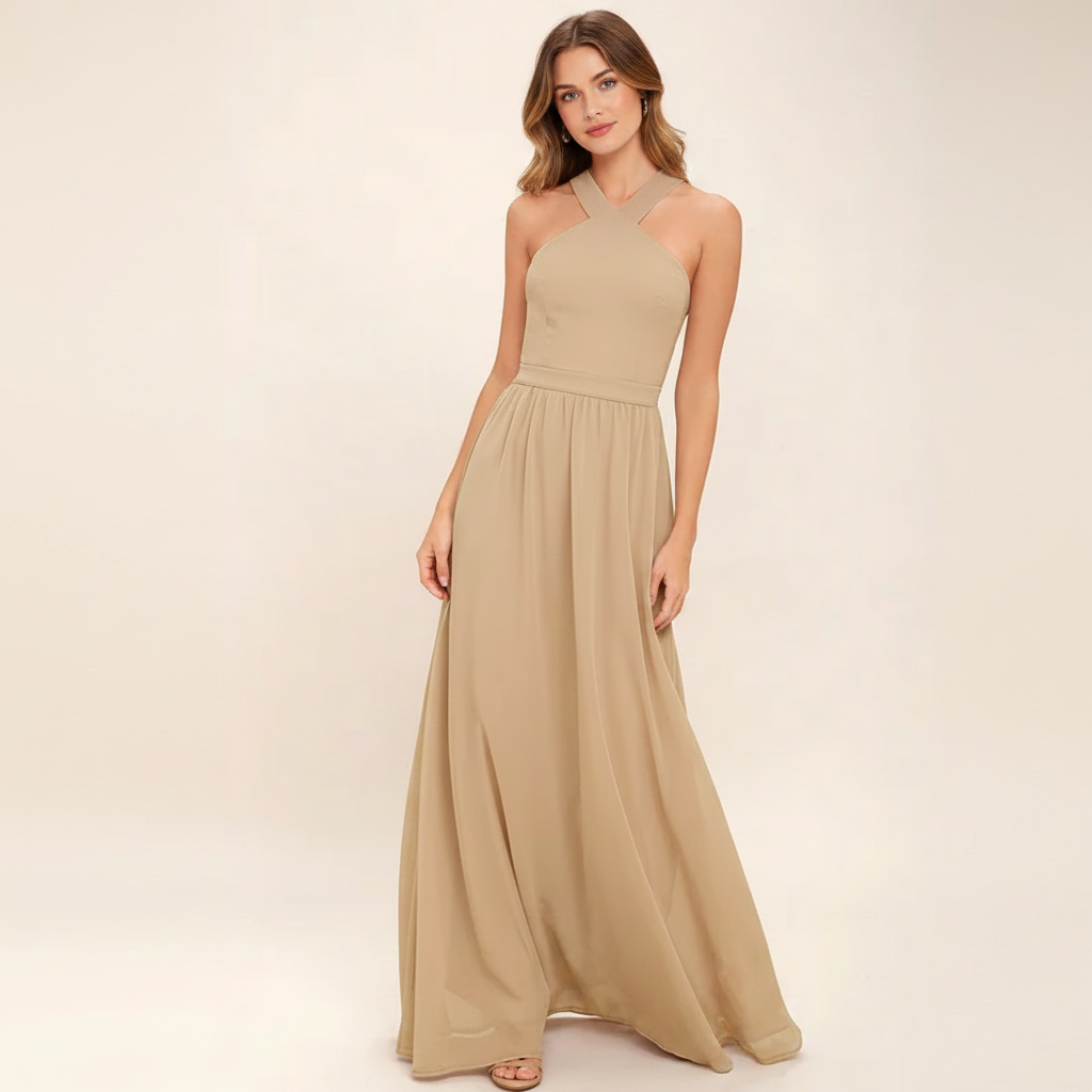 Suzanne - Stilvolles Kreuzhals-Maxikleid