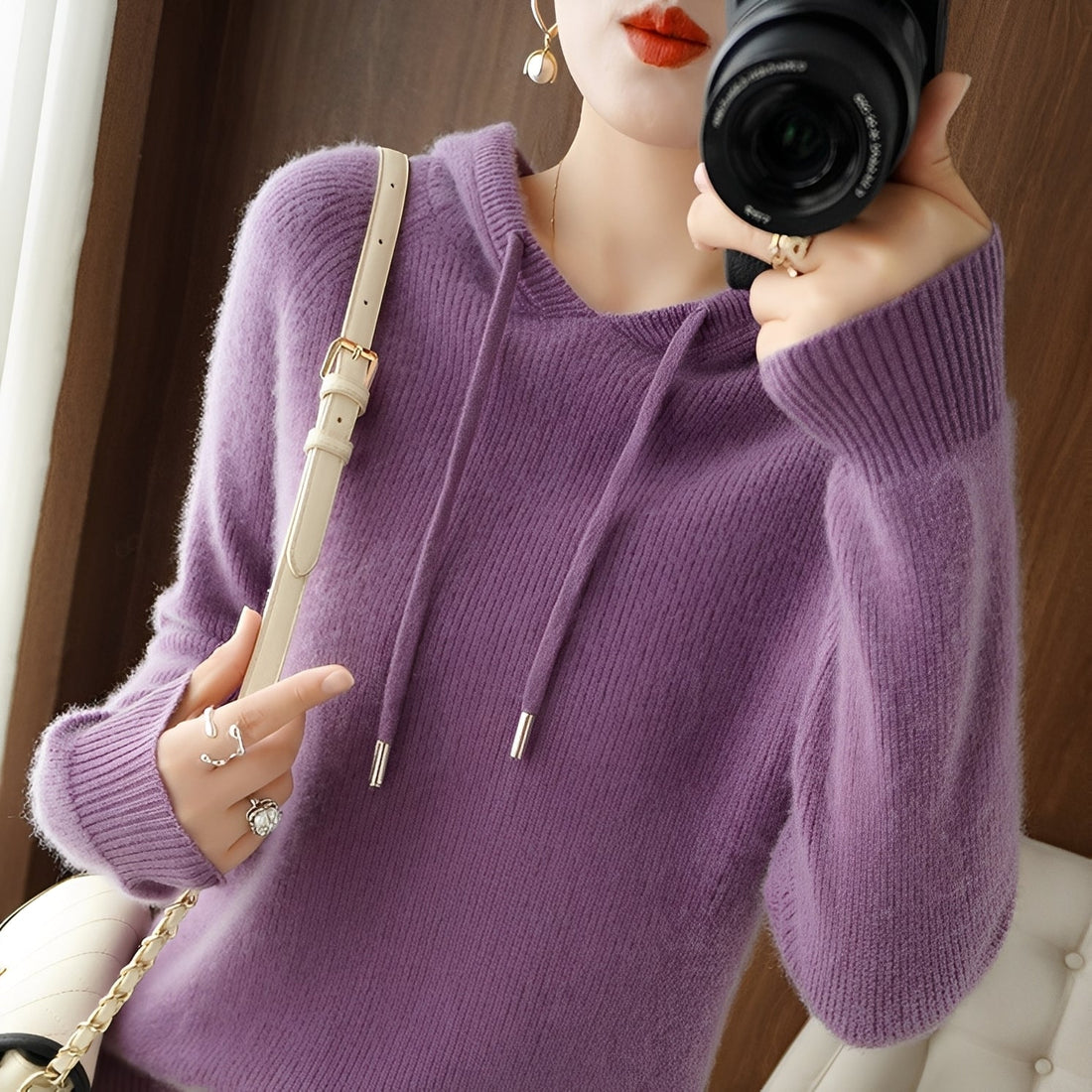 Bonnie - Schicker Wollstrick-Hoodie für Damen