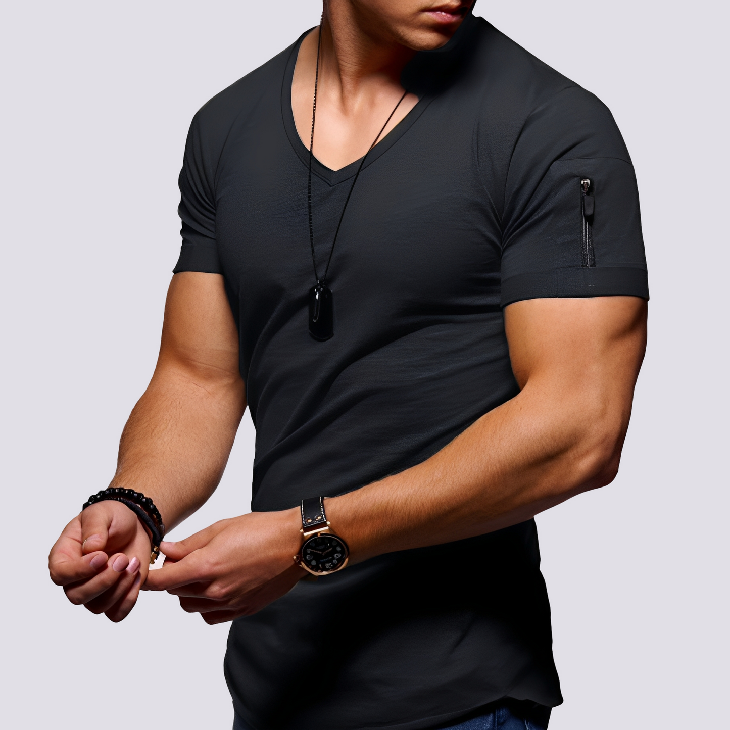 Louis - Bequemes Slim-Fit-Shirt mit V-Ausschnitt für Herren