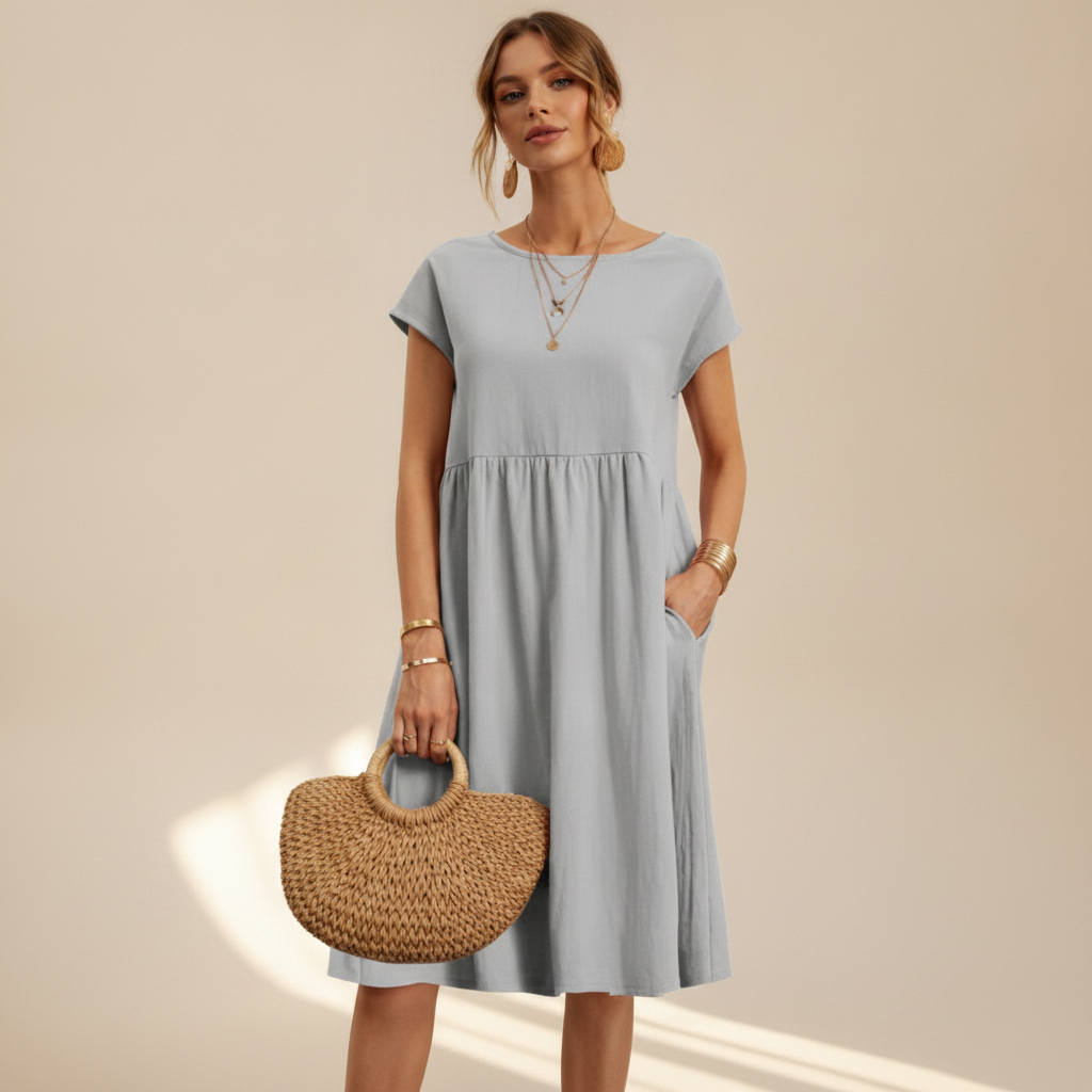 Nubia - Raffiniertes Rundhals-Midikleid