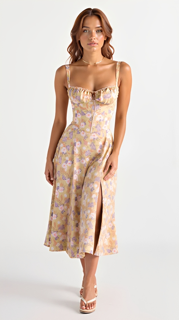 Kiana - Schickes und Elegantes Midikleid mit Schlitz