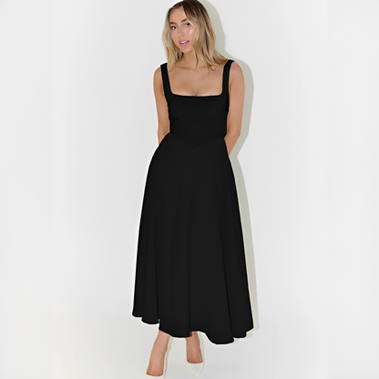 Fioren - Elegantes Midikleid mit Quadrat-Ausschnitt