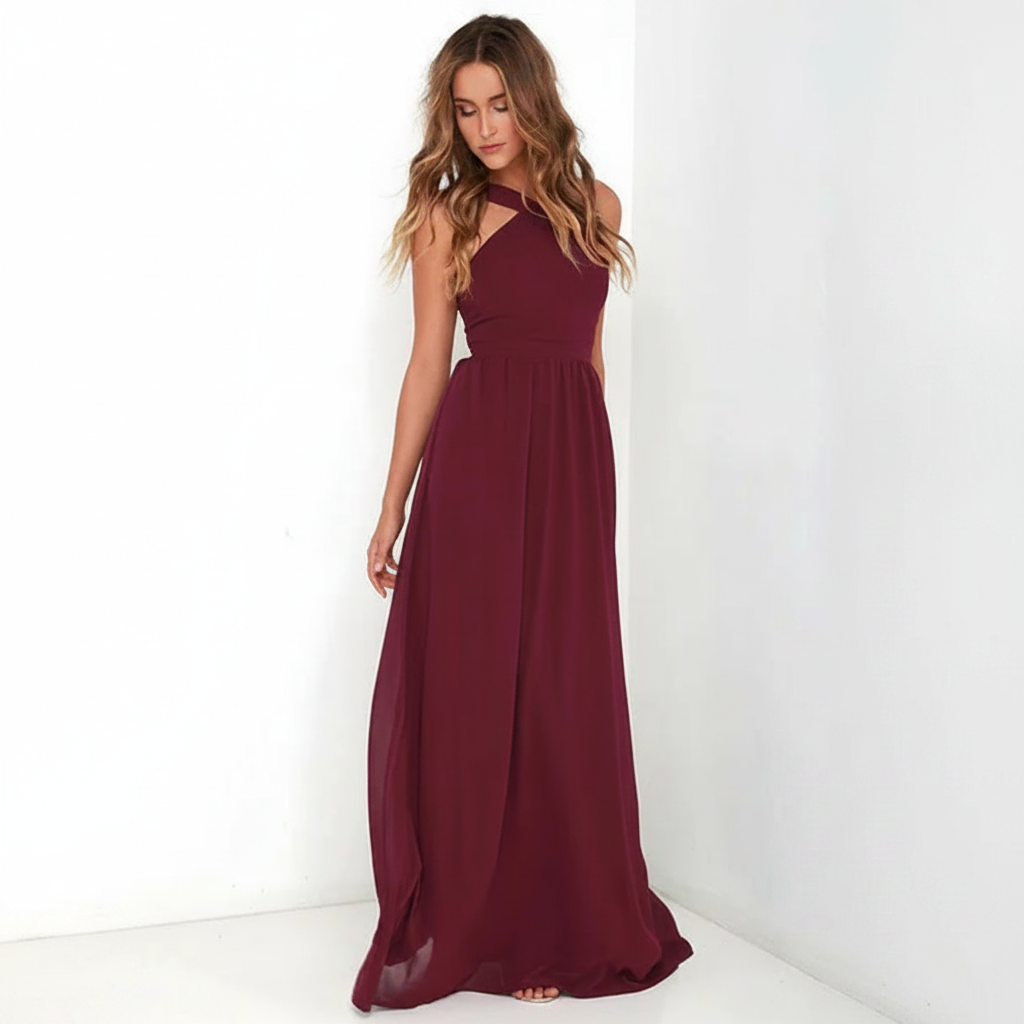 Suzanne - Stilvolles Kreuzhals-Maxikleid