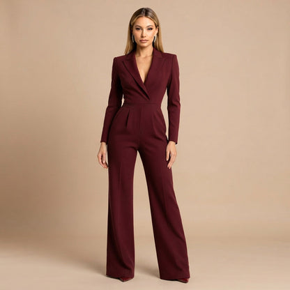 Elnaz - Eleganter Einteiler mit V-Ausschnitt und weitem Schnitt