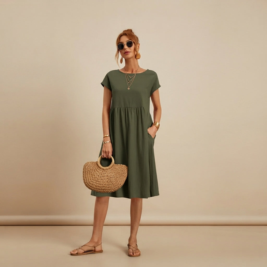 Shamzi - Elegantes Midikleid mit Rundhalsausschnitt