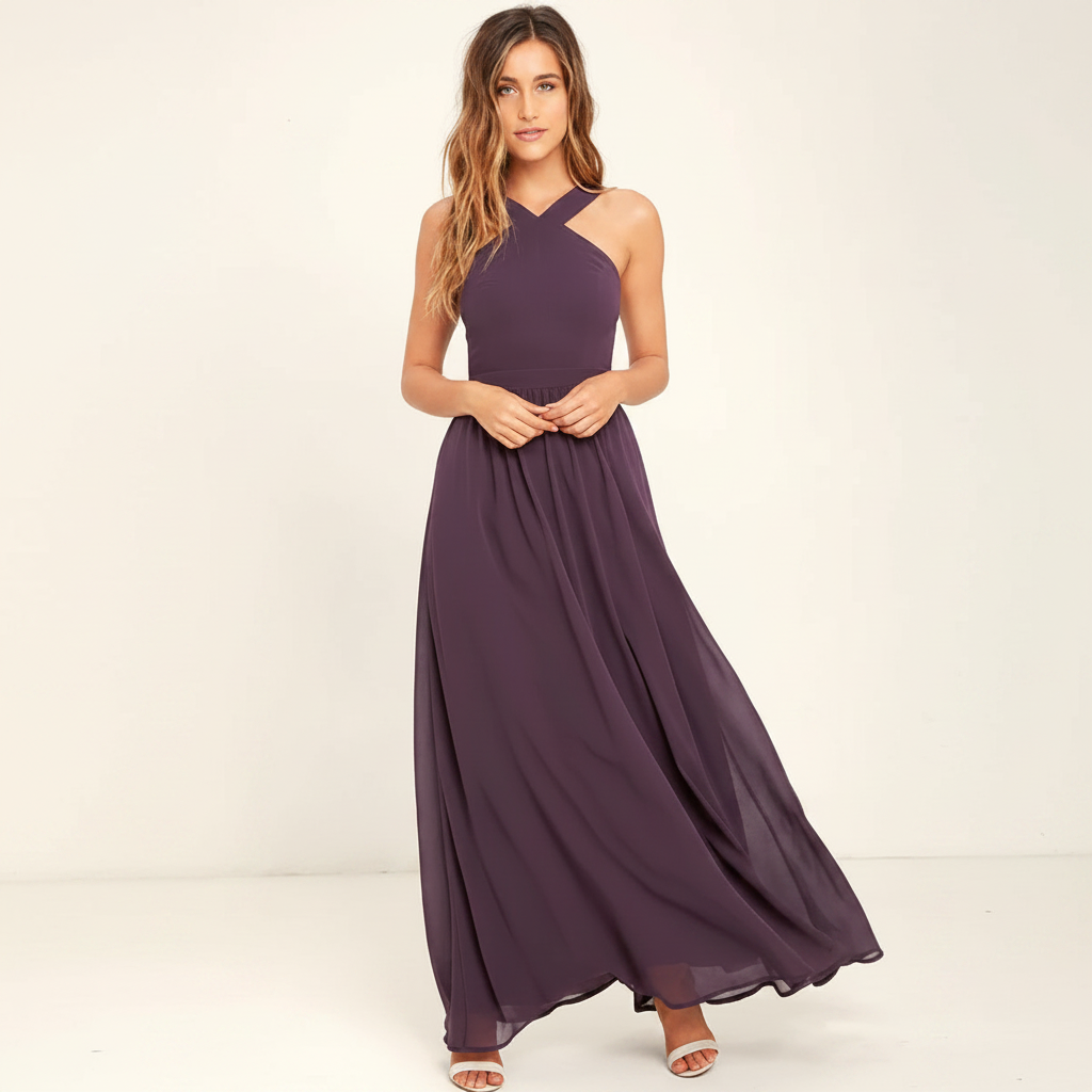 Suzanne - Stilvolles Kreuzhals-Maxikleid