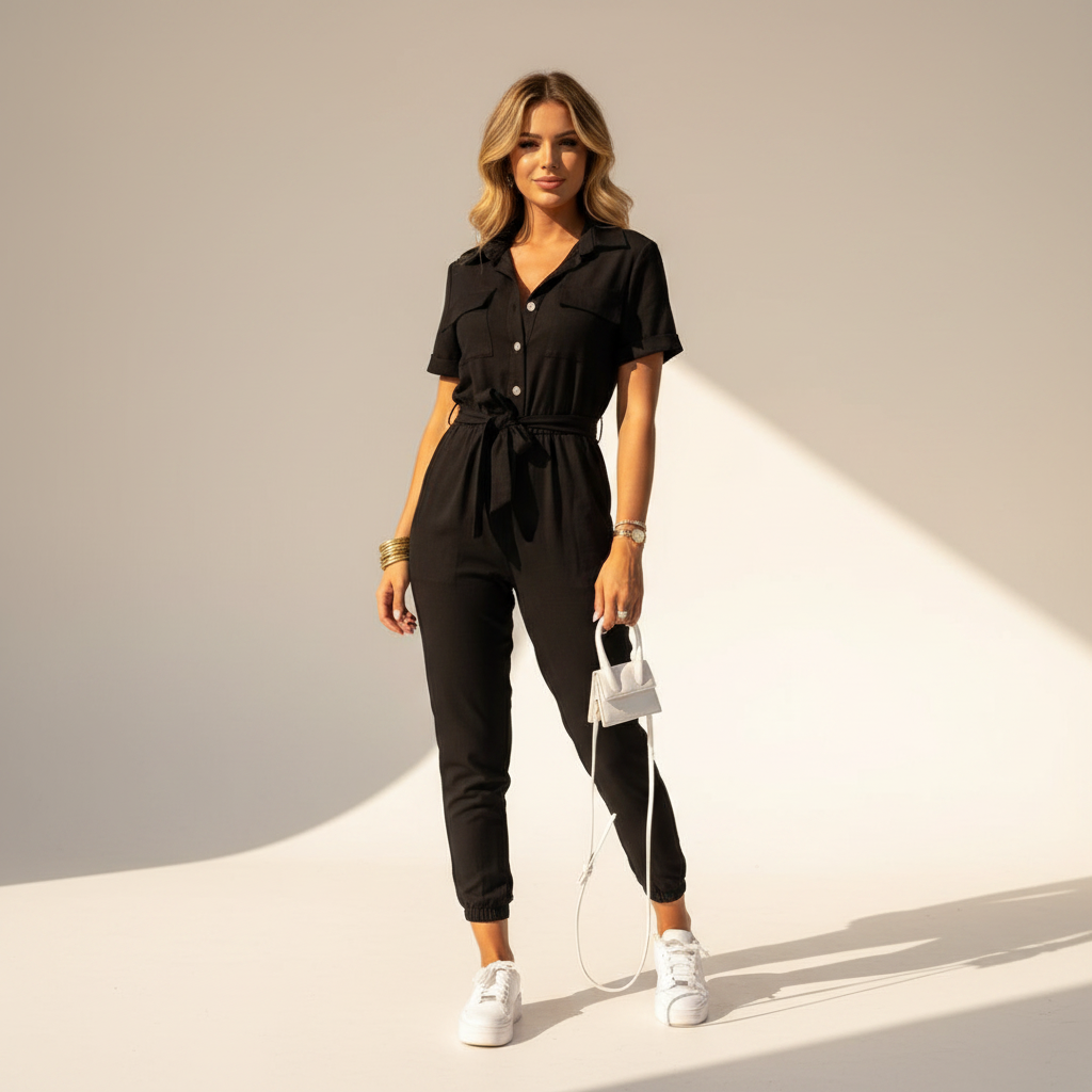 Yanna - Eleganter Overall mit Knöpfen