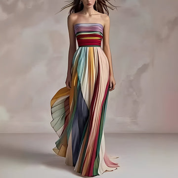 Amelia - Farbiges Swing-Maxikleid für Damen