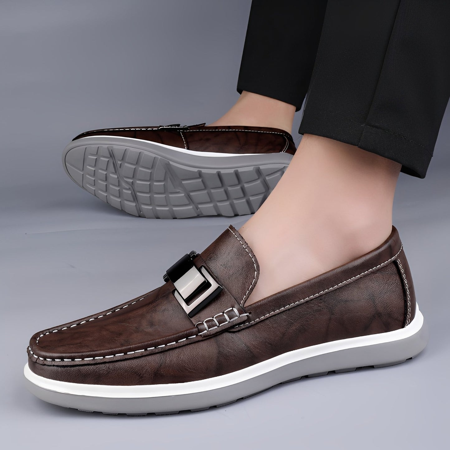 Martin - Bequeme flache Lederhalbschuhe für Herren