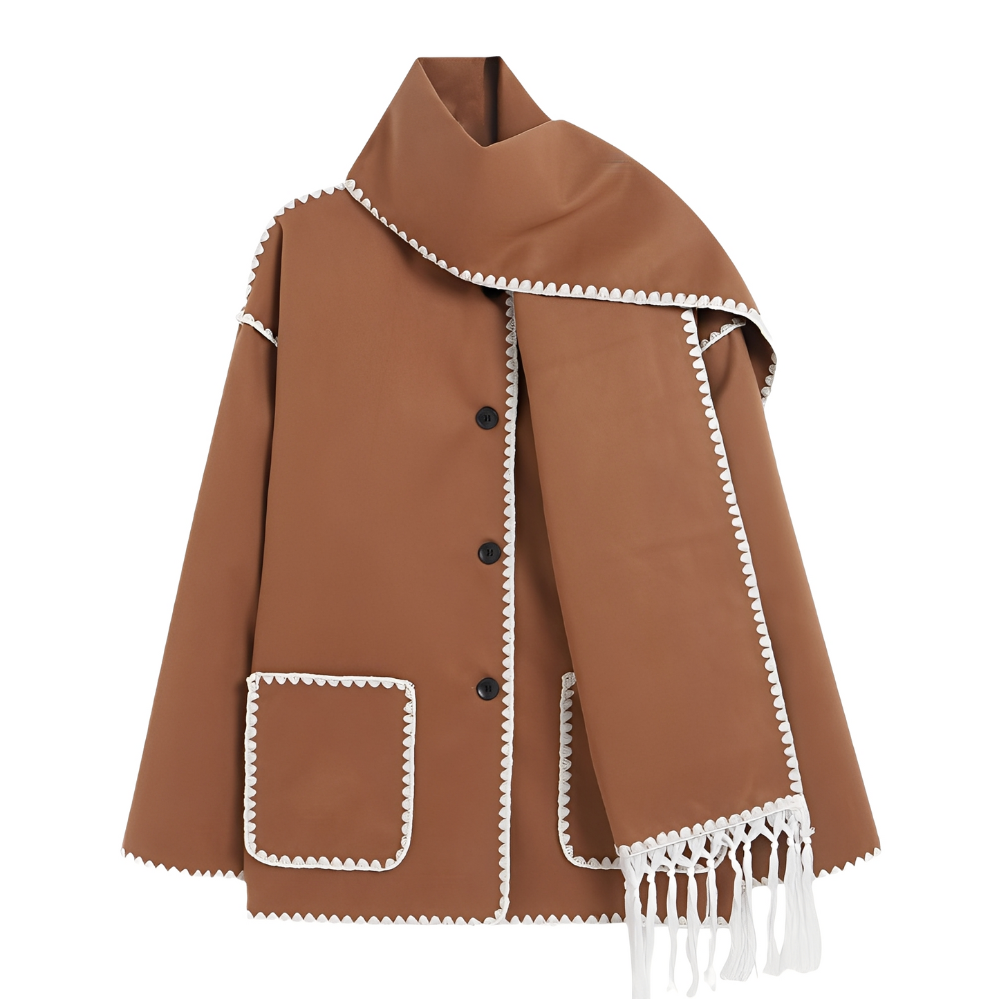 Amilia - Damen-Wolljacke, elegant und lässig geschnitten, mit Schal