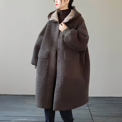 Sophie - Damen-Kunstfellmantel in Oversize mit Kapuze