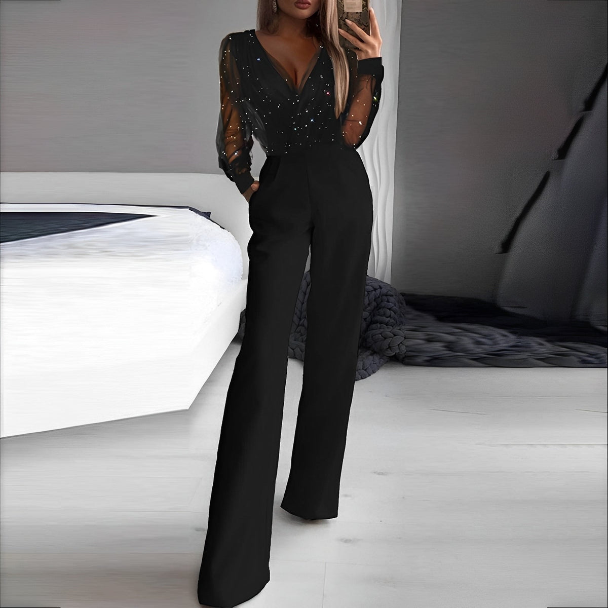 Catherina - Stilvoller Damen-Jumpsuit mit V-Ausschnitt