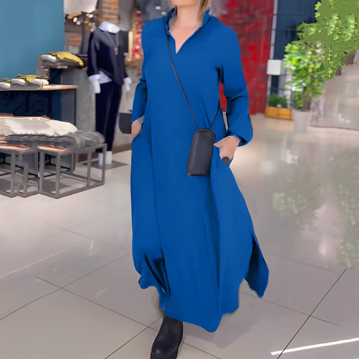Hélène - Luftiges Damenkleid mit seitlichem Schlitz
