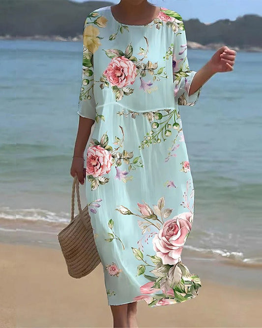 Keely - Feminines, leichtes Midi-Kleid mit Blumenmuster