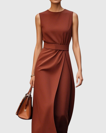 Marguerite – Elegantes Midi-Kleid mit Rundhalsausschnitt