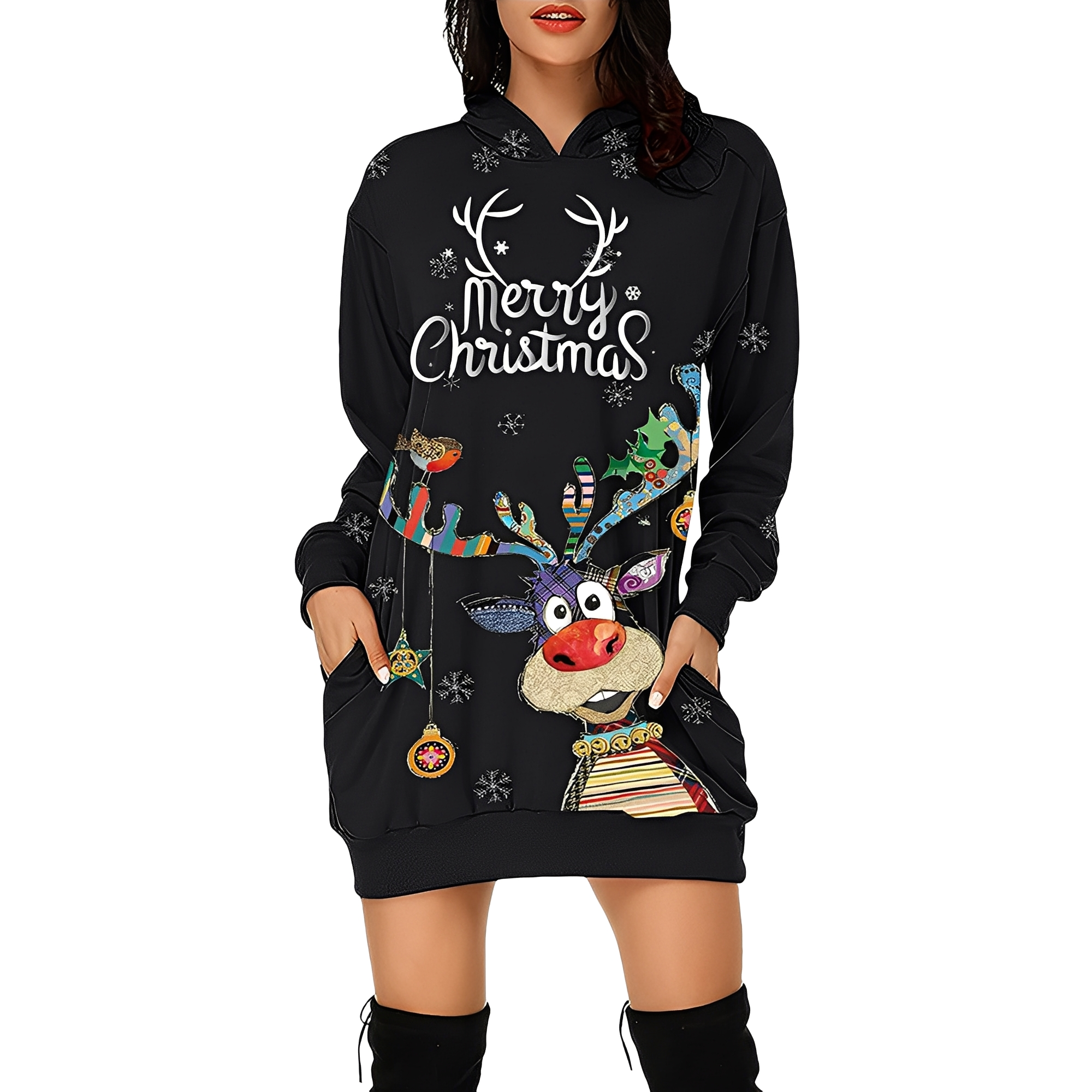 Georgia - Elegantes Weihnachts-Hoodiekleid für Damen