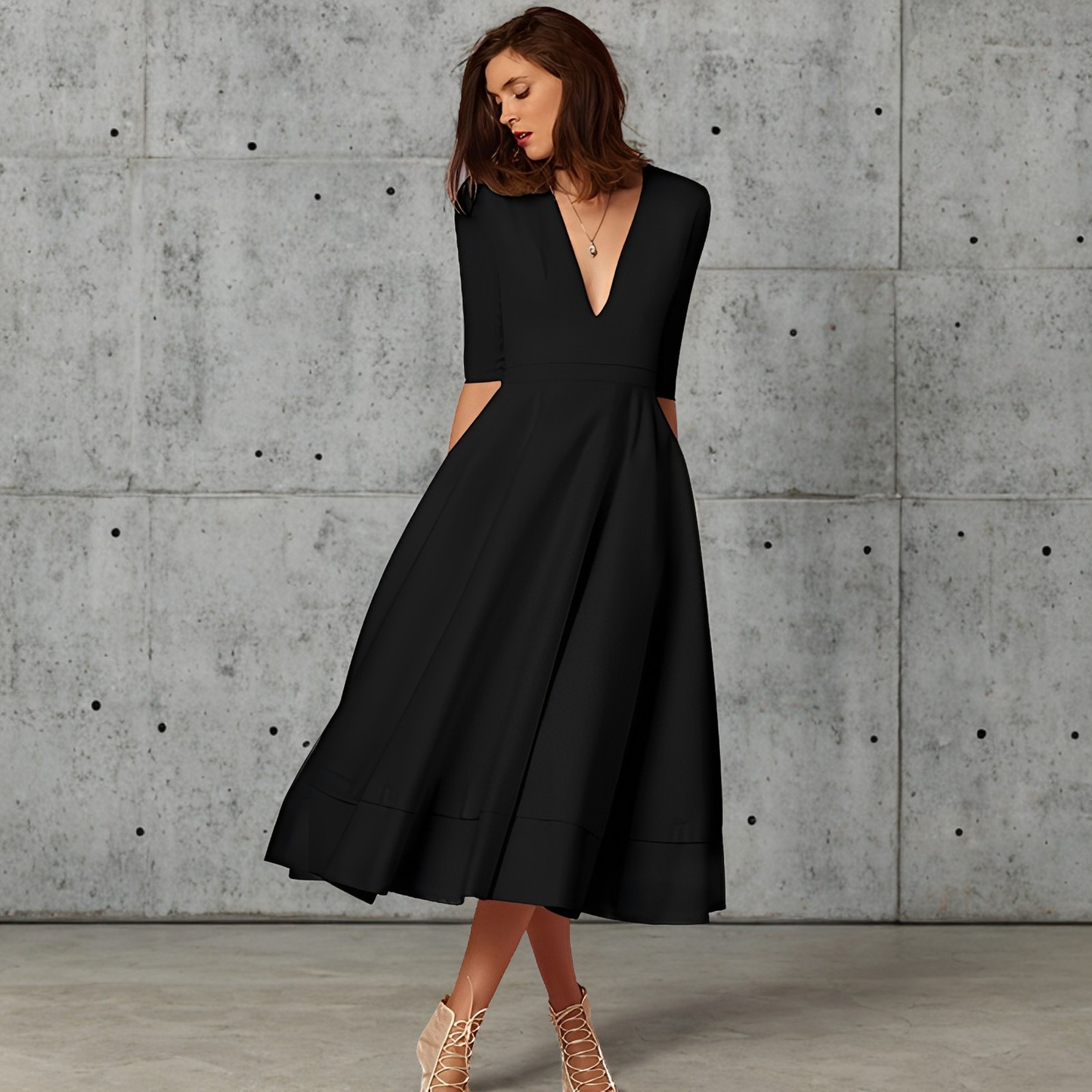 Fayei - Stilvolles Kleid mit V-Ausschnitt für Damen