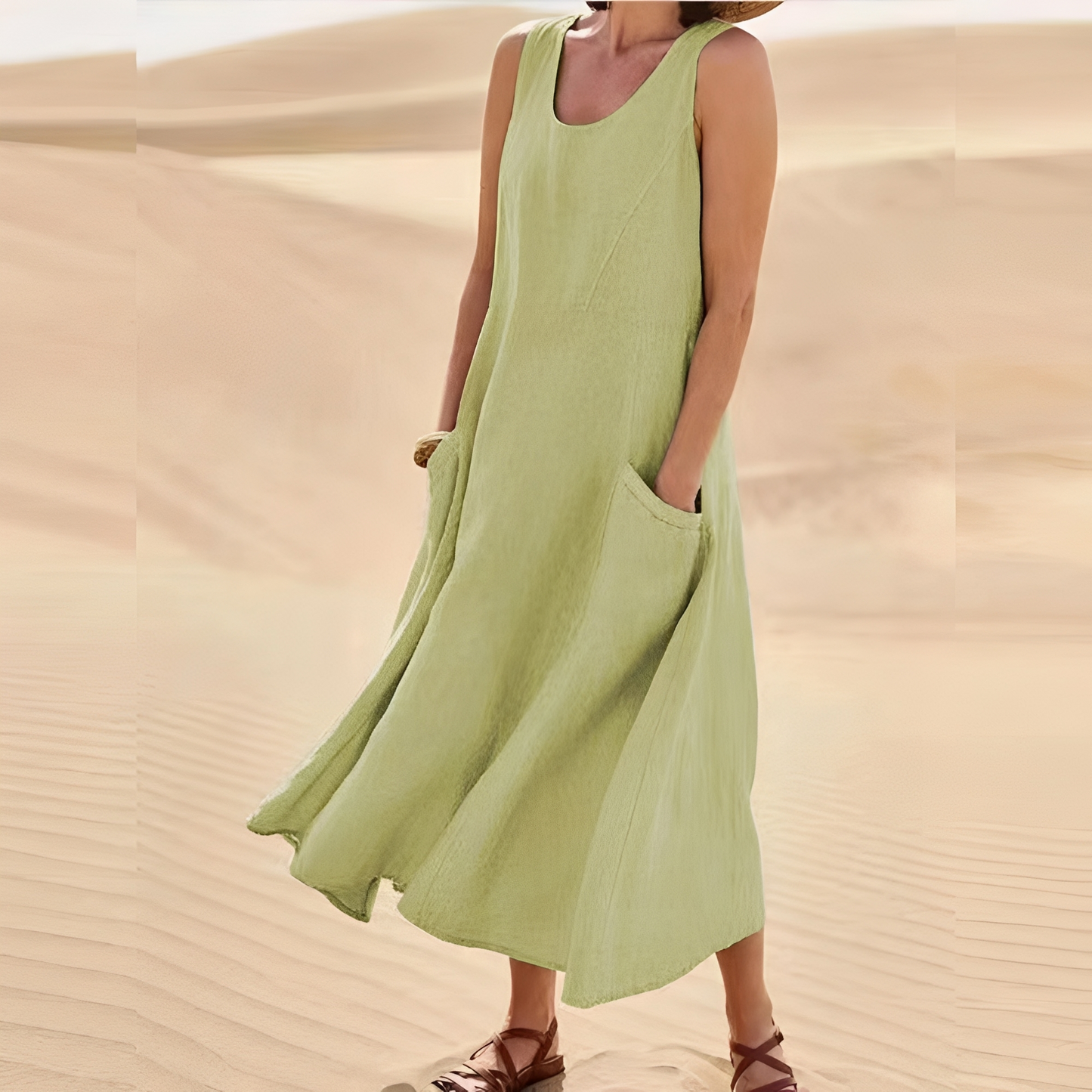 Connie - Lässiges ärmelloses Damenkleid mit Taschen
