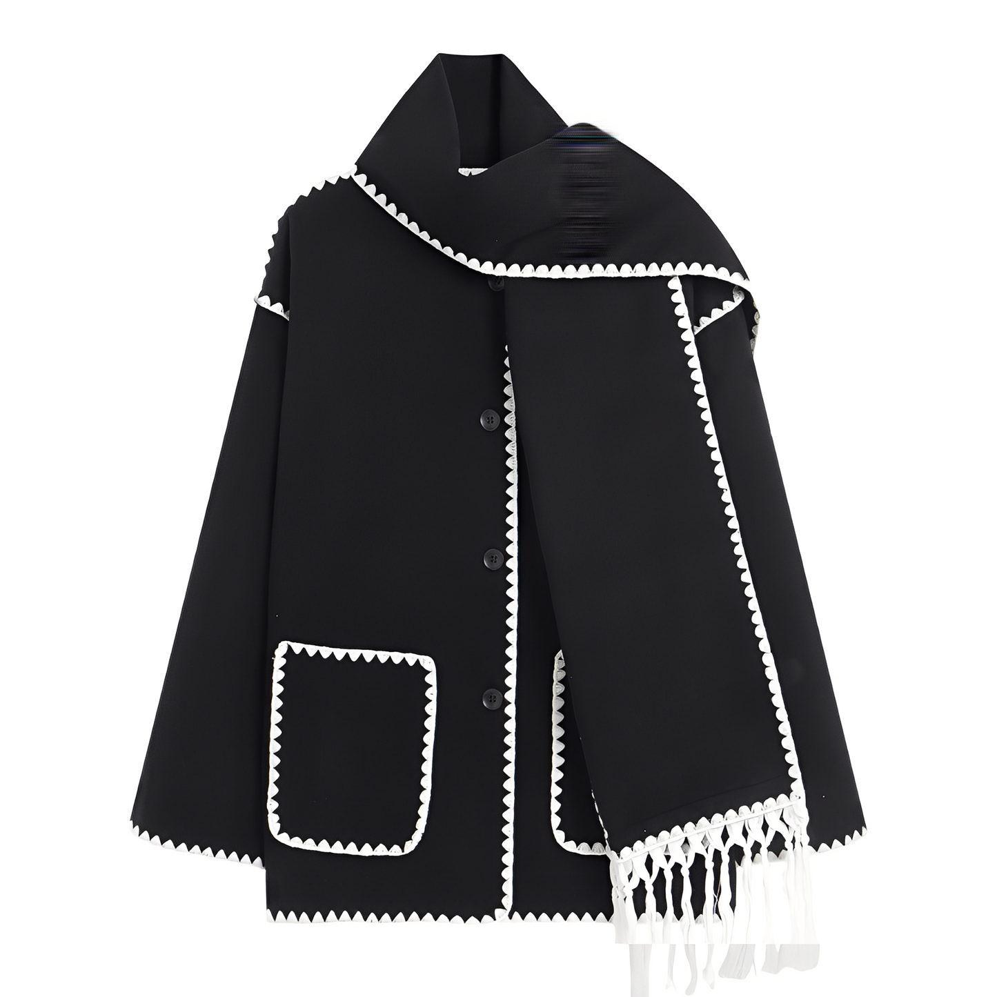 Amilia - Damen-Wolljacke, elegant und lässig geschnitten, mit Schal