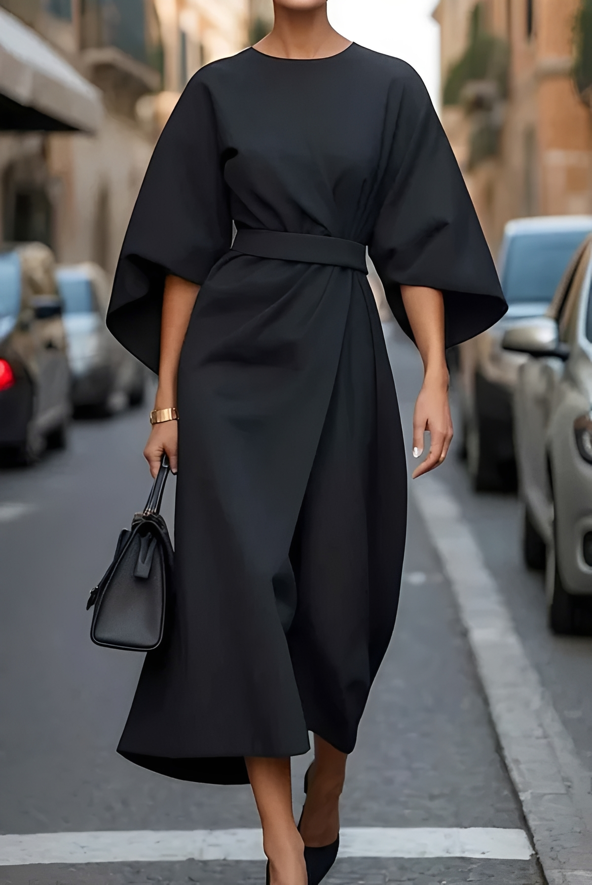 Vera - Elegantes Midikleid mit Tailleakzent