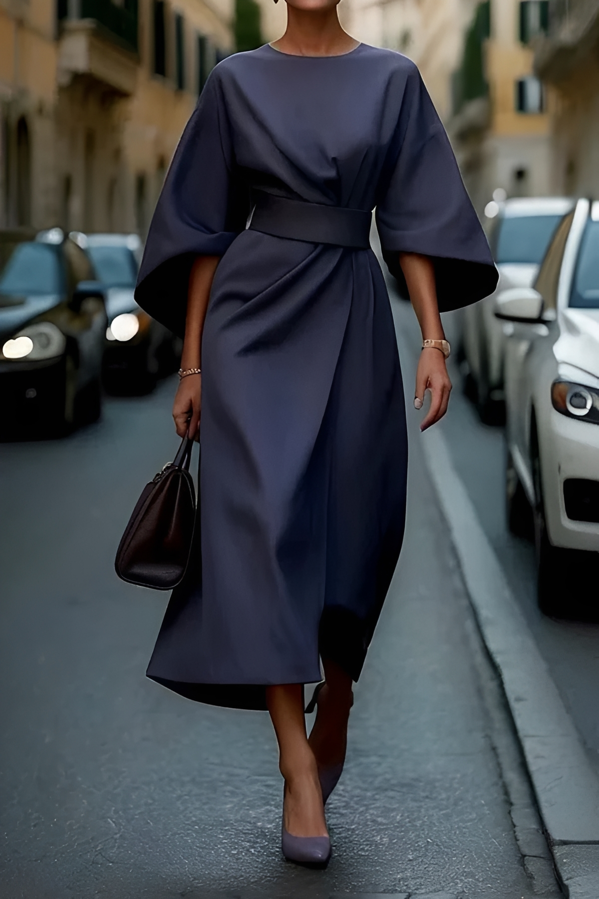 Vera - Elegantes Midikleid mit Tailleakzent