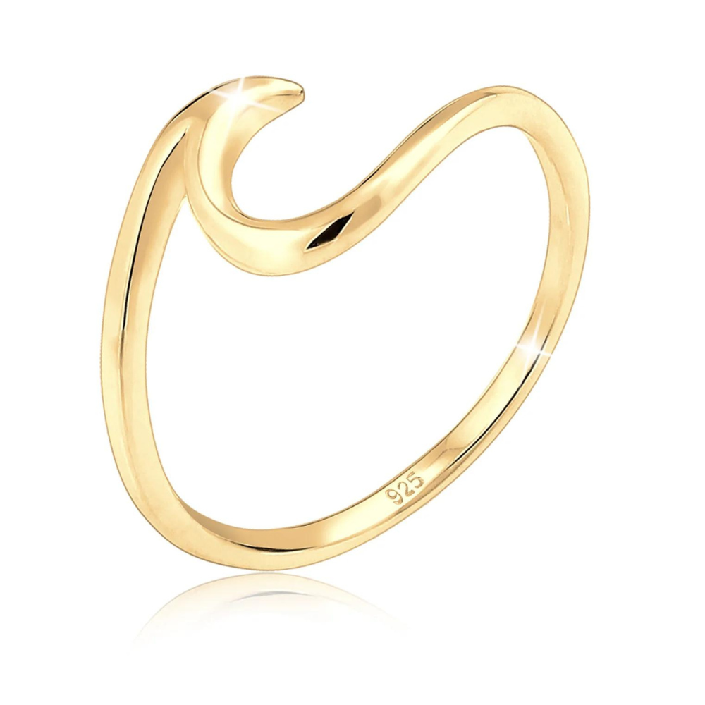 Minimalistischer Meereswellenring - Silberring in Wellenform