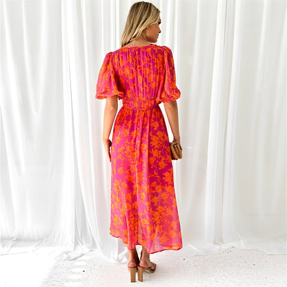 Louisa - Blumenmuster, komfortables Midikleid