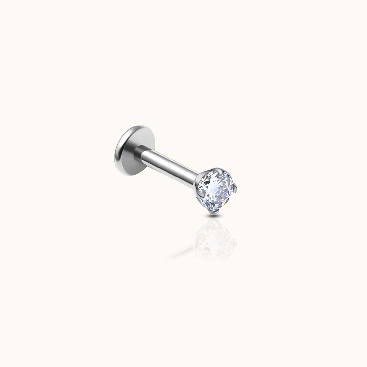 Ohrringe flach ohne Gewinde von 2 mm mit CZ