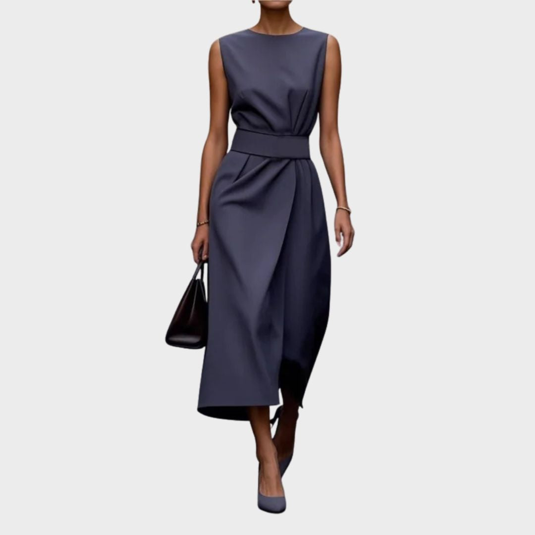 Marguerite – Elegantes Midi-Kleid mit Rundhalsausschnitt