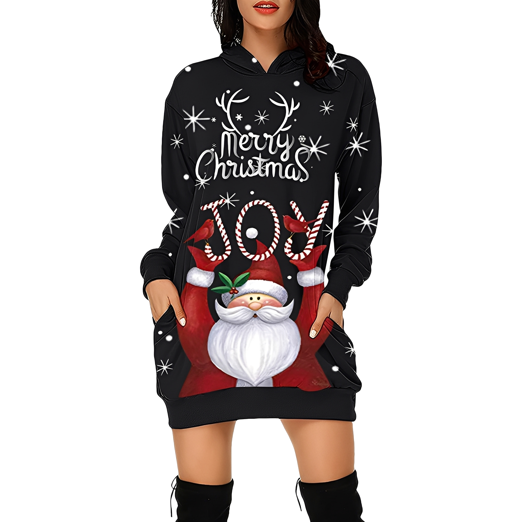 Georgia - Elegantes Weihnachts-Hoodiekleid für Damen