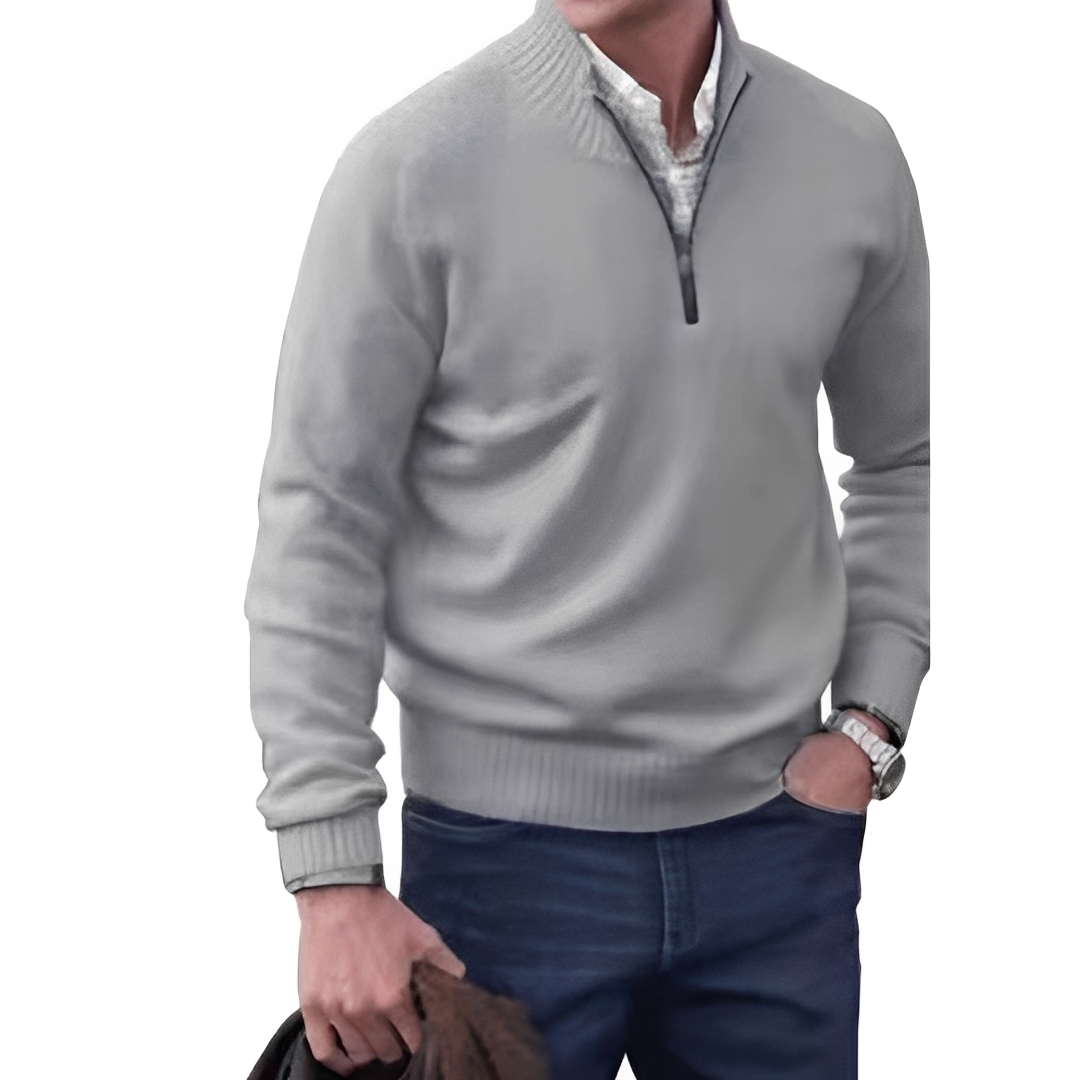 Matéo - Herren-Strickpullover mit halbem Reißverschluss