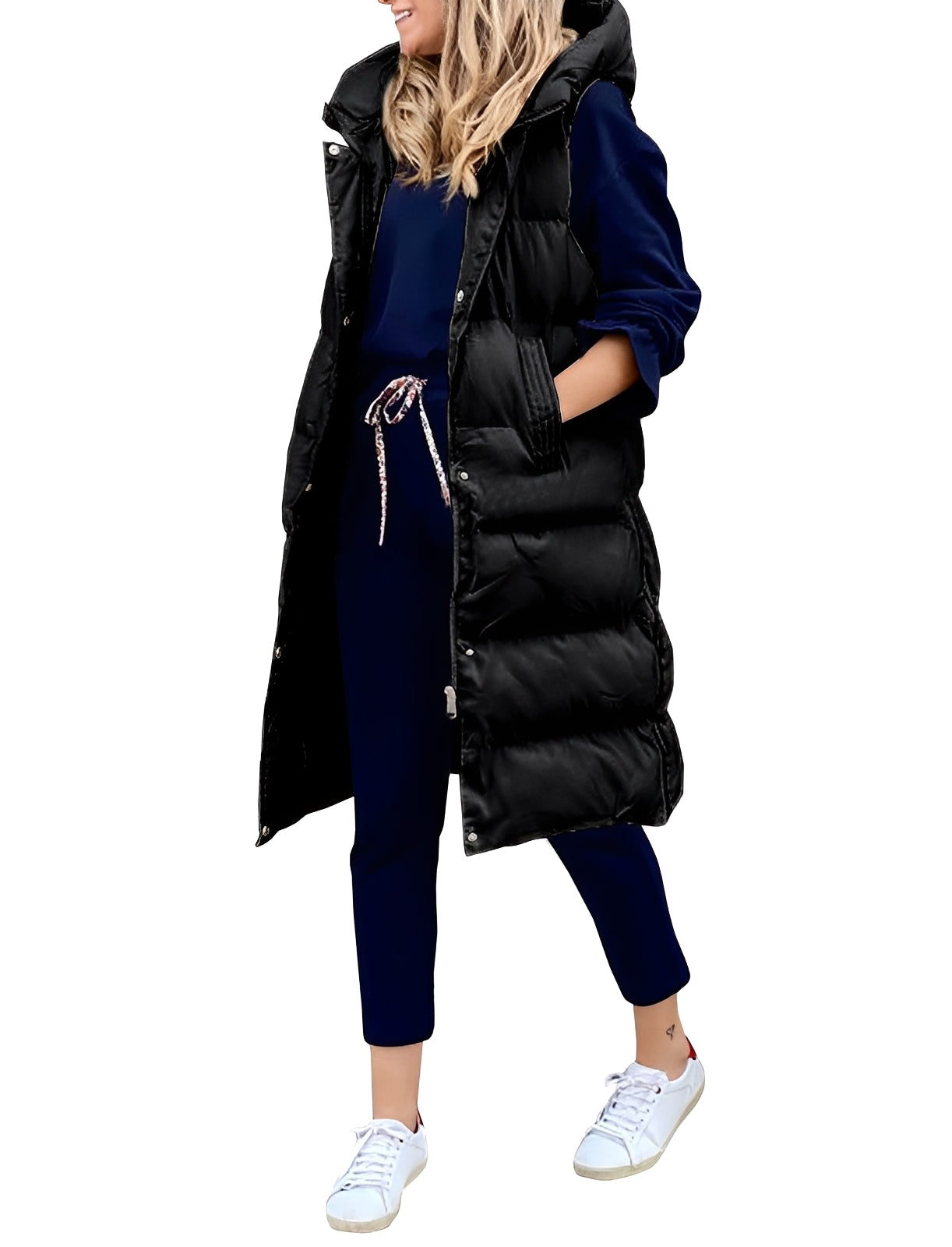 Amilia - Schicker, ärmelloser, langer Westmantel für Damen