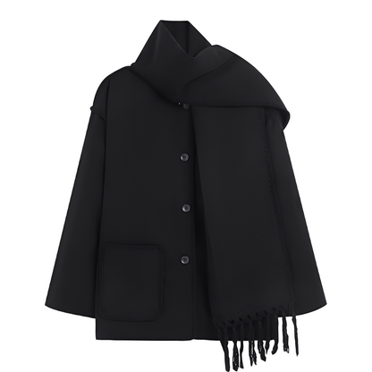Amilia - Damen-Wolljacke, elegant und lässig geschnitten, mit Schal