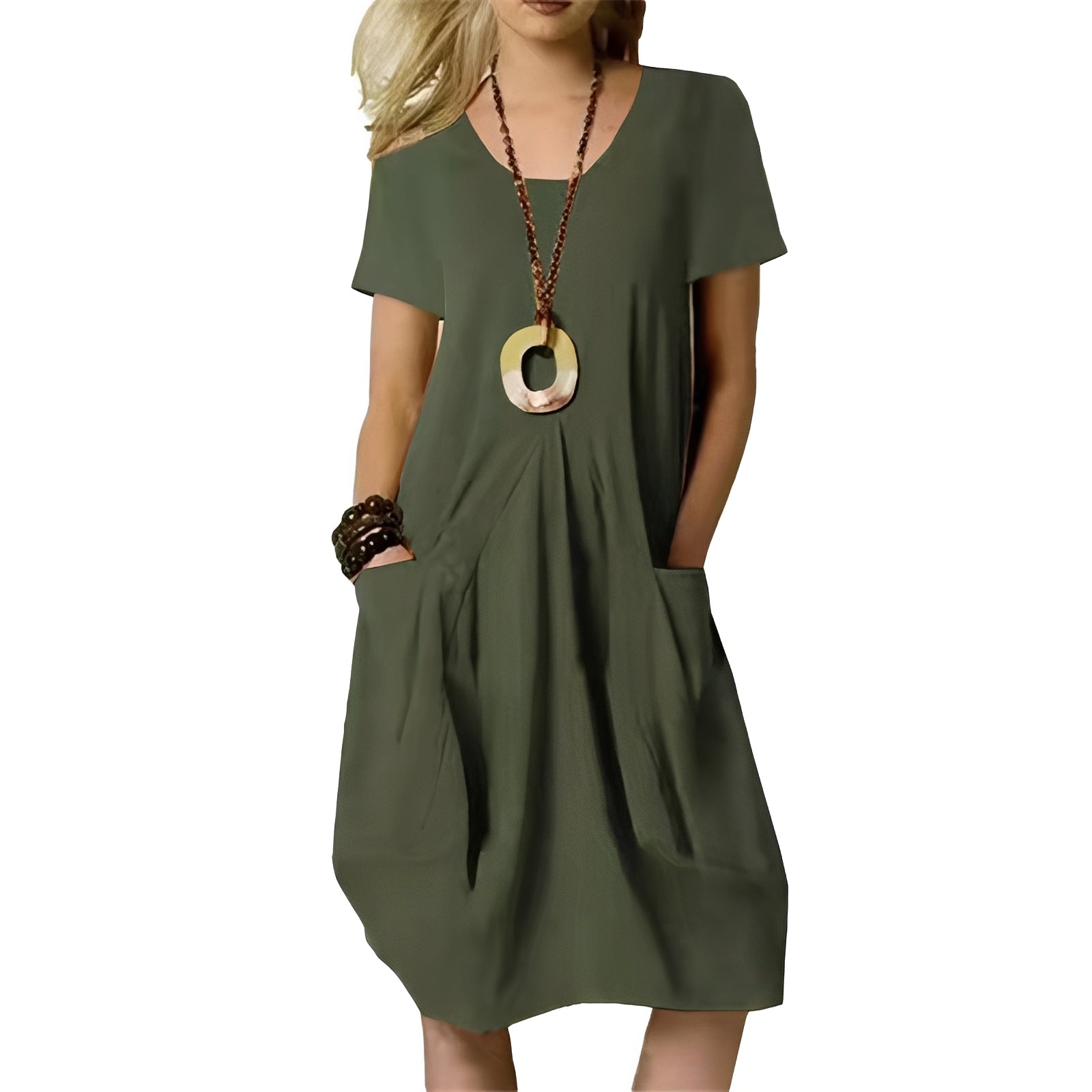 Sabrina - Elegantes, bequem geschnittenes Damenkleid mit Rundhalsausschnitt