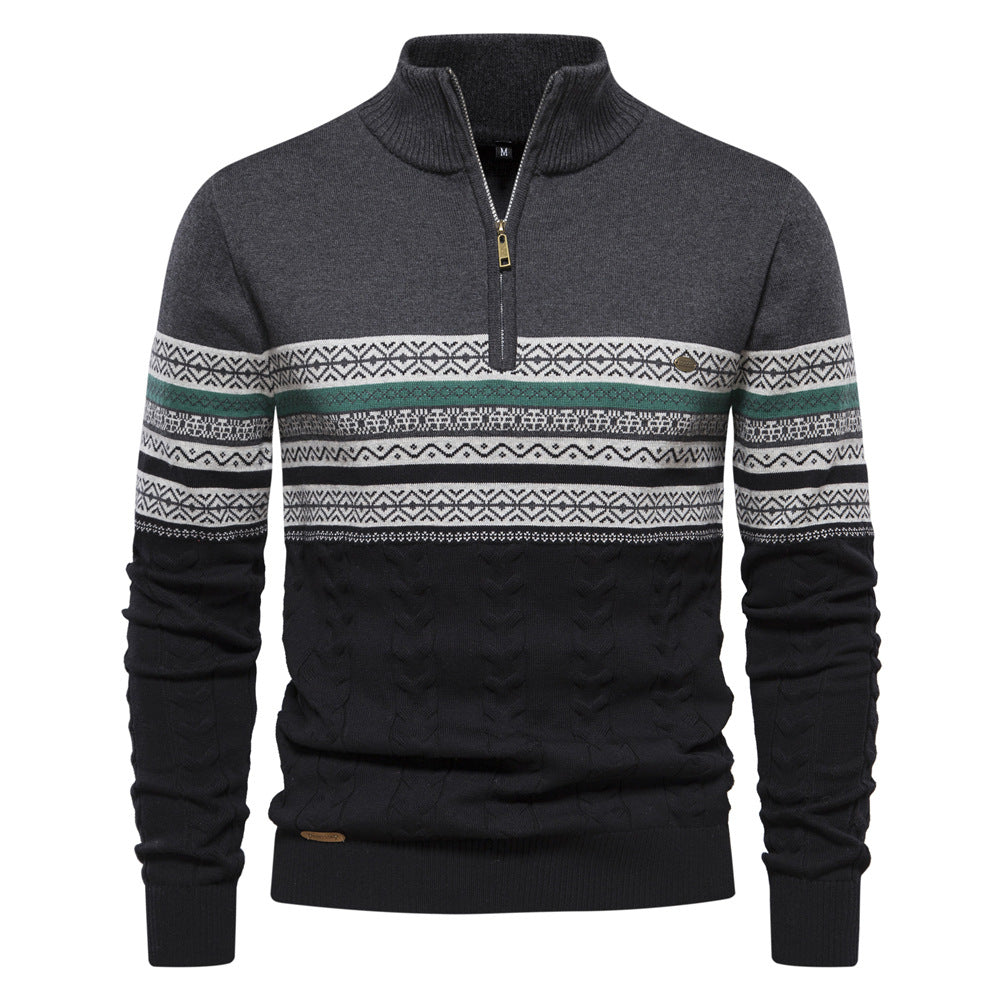 Albert - Eleganter Herrenpullover mit halbem Reißverschluss
