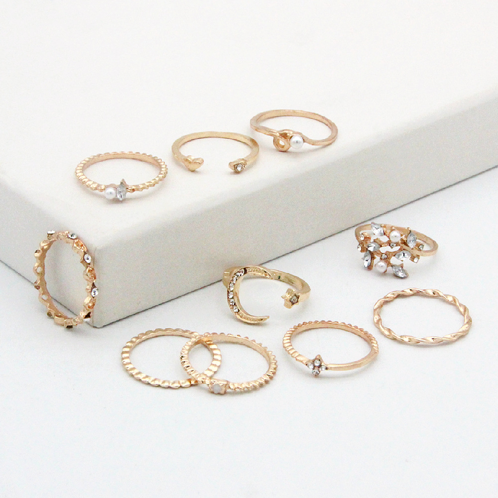 Mond und Stern - Anillo de moda de 10 piezas