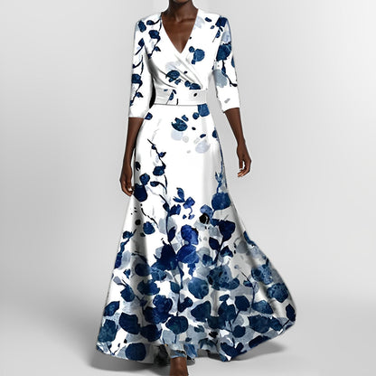 Delores - Maxilanges Blumenkleid mit langen Ärmeln
