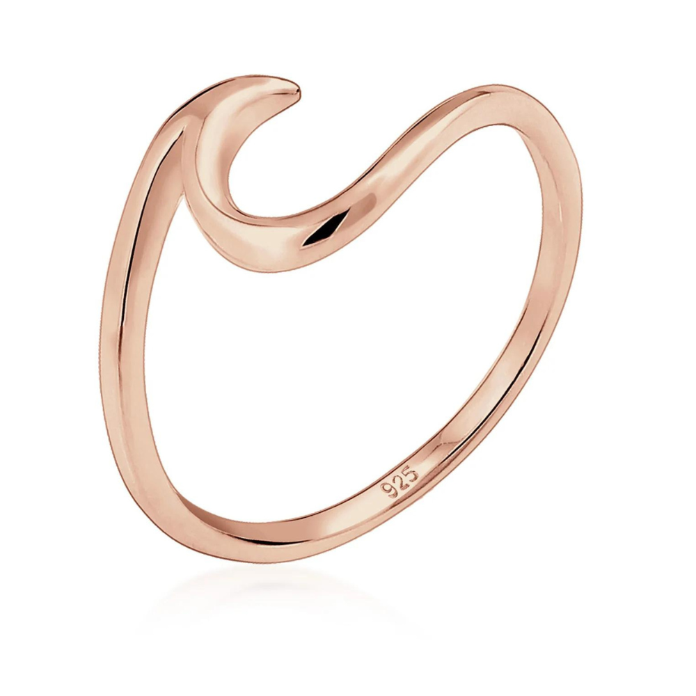 Minimalistischer Meereswellenring - Silberring in Wellenform