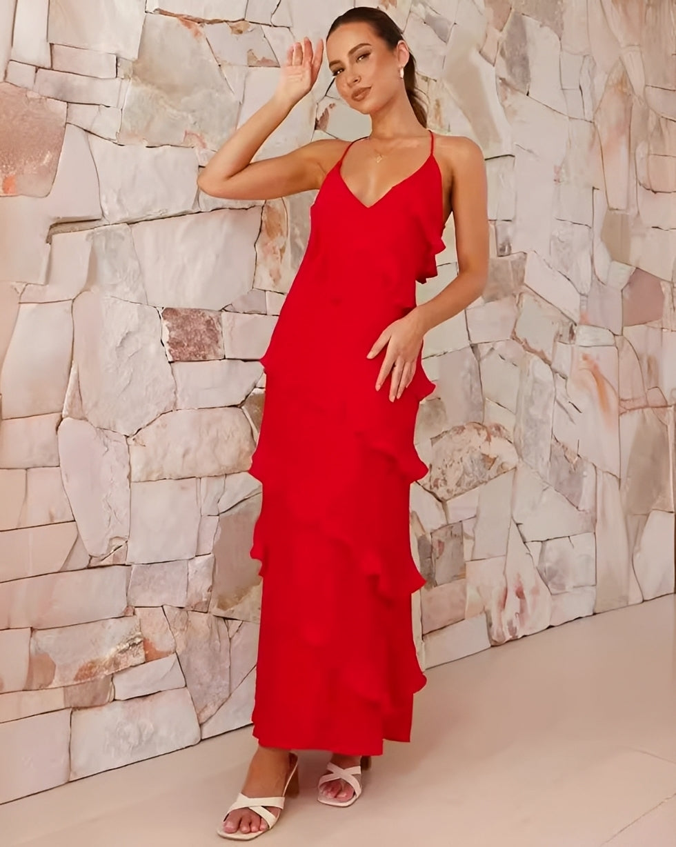 Hazel - Stilvolles und elegantes Damen-Maxikleid mit Neckholder