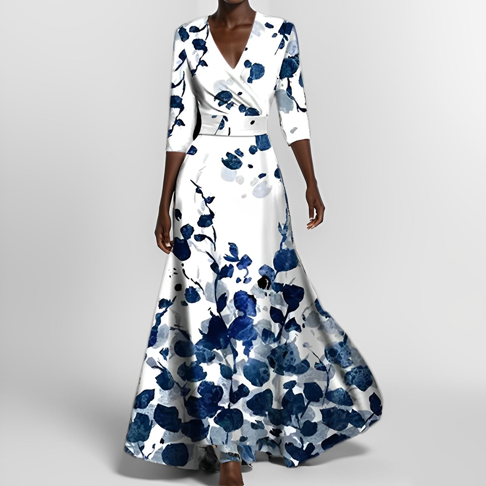 Delores - Maxikleid mit floralen Mustern und langen Ärmeln
