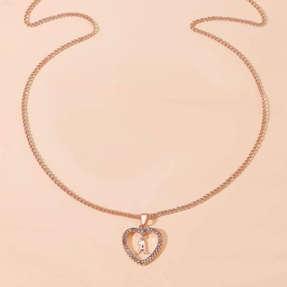 Collar de Corazón Inicial de Cristal - Collar con colgante de corazón inicial