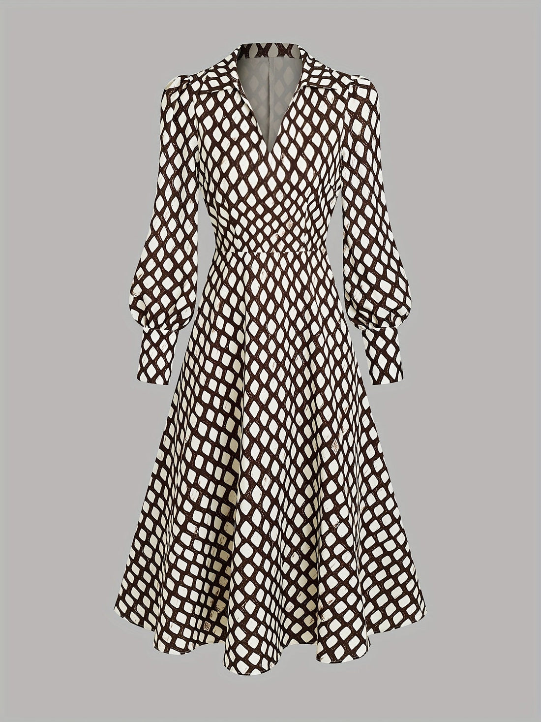 Bella - Elegantes Kleid mit Rautenprint und taillierter Taille