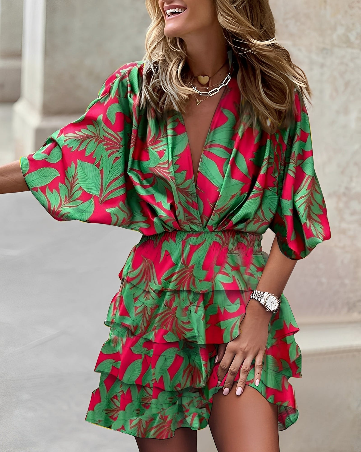Margie - Stilvolles, asymmetrisches Damen-Minikleid