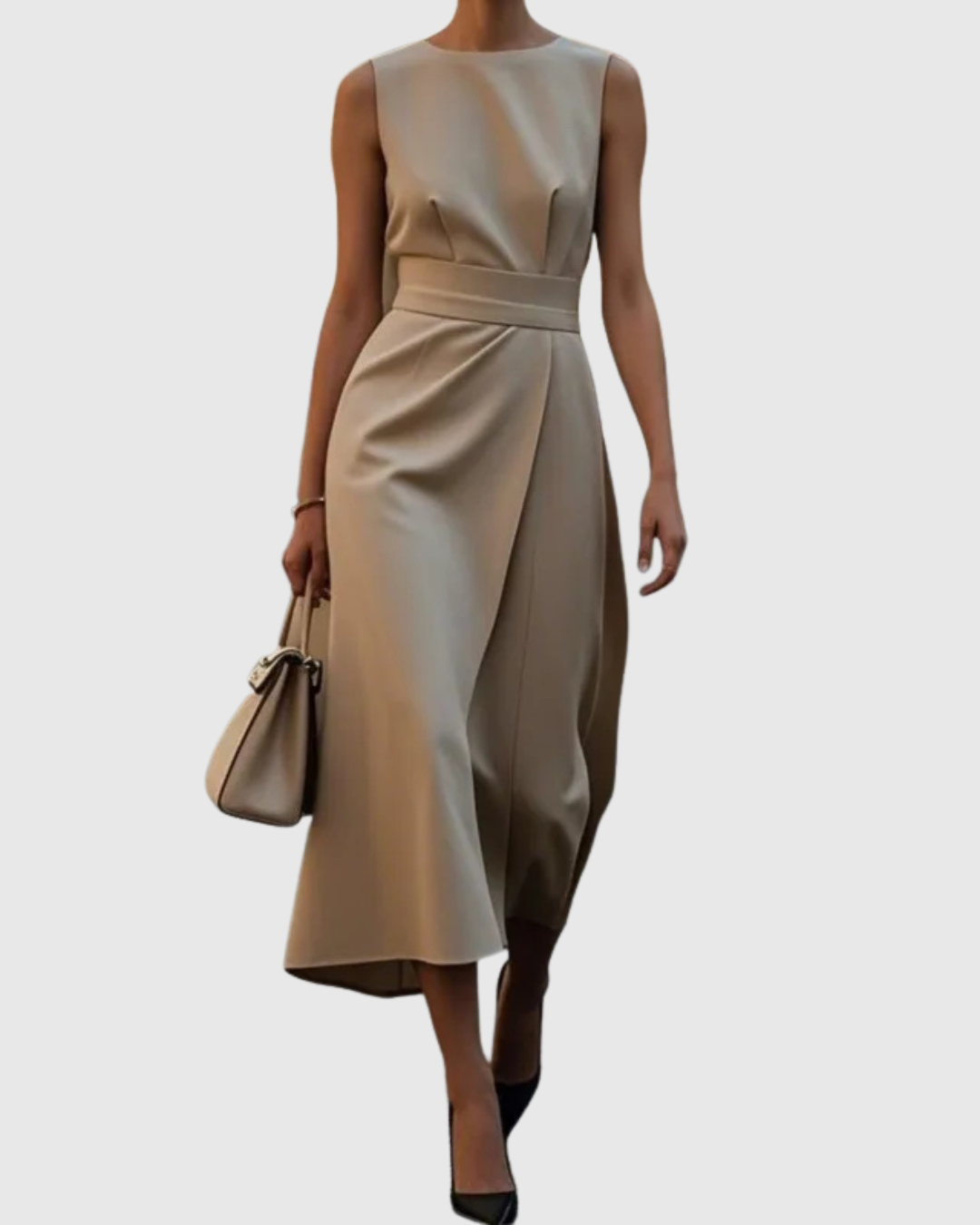 Marguerite – Elegantes Midi-Kleid mit Rundhalsausschnitt