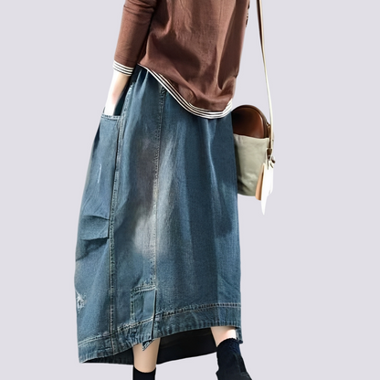 Fiona - Klassischer Jeansrock im Patchwork-Stil für Frauen