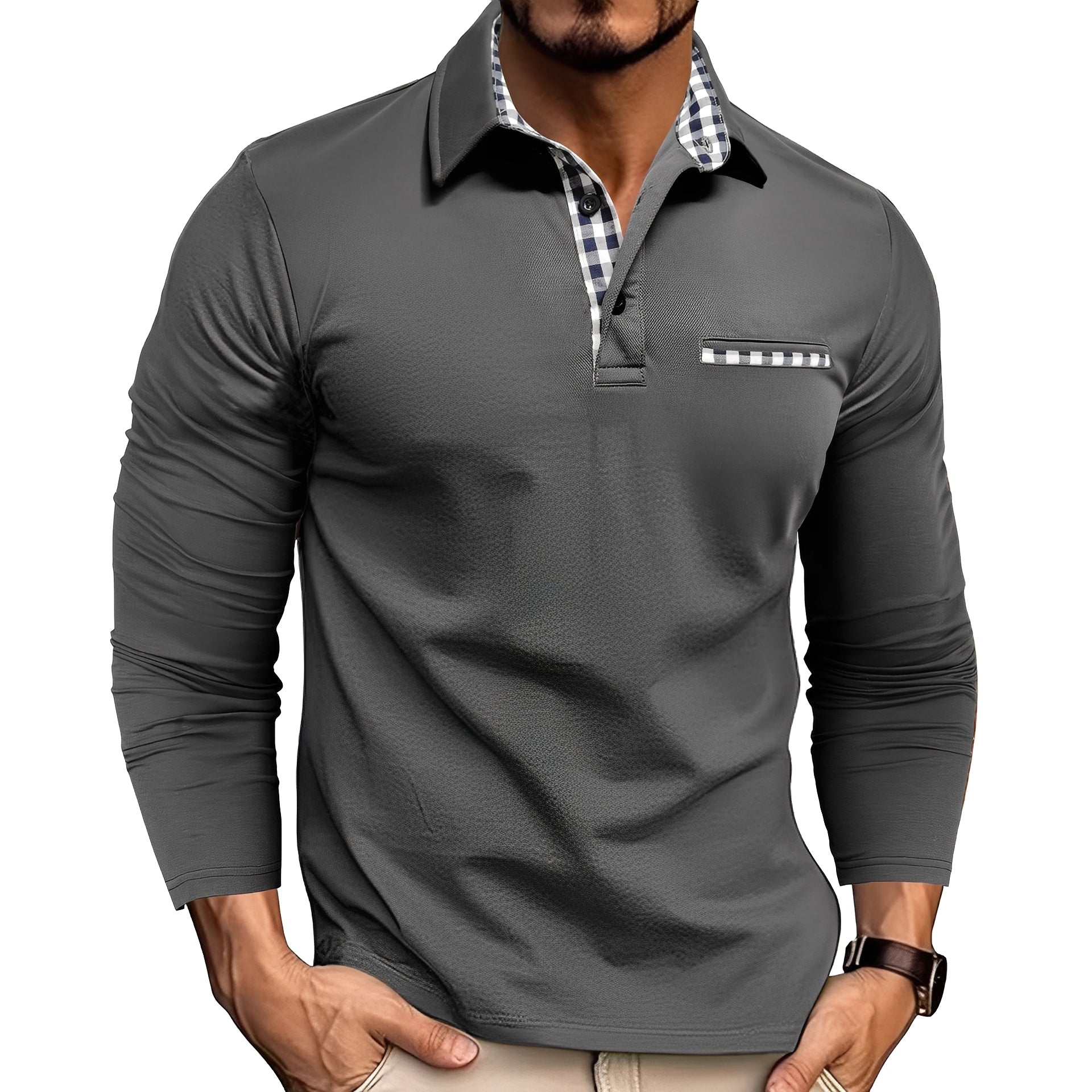 Charel - Komfortables langärmeliges Herren-Poloshirt