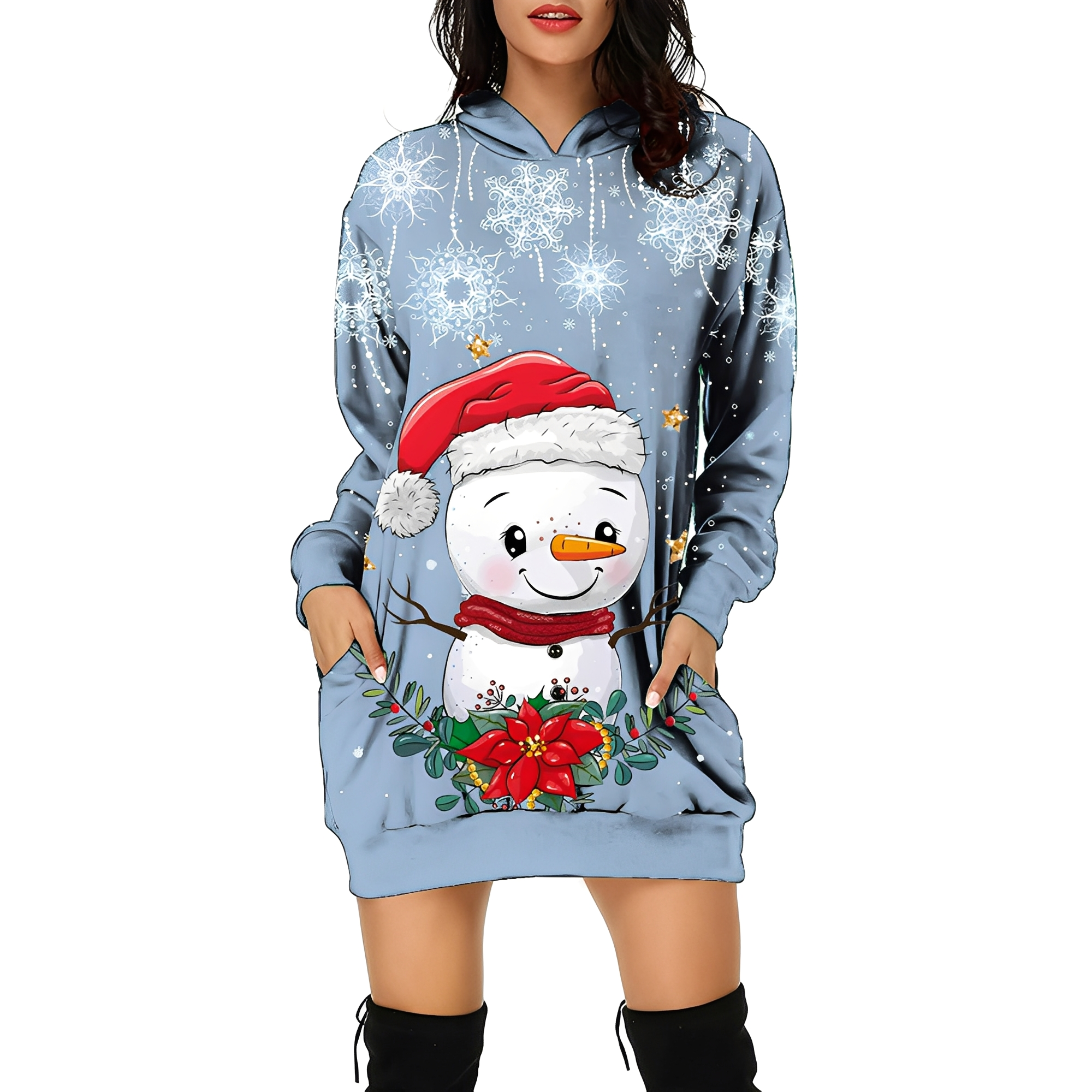 Georgia - Elegantes Weihnachts-Hoodiekleid für Damen