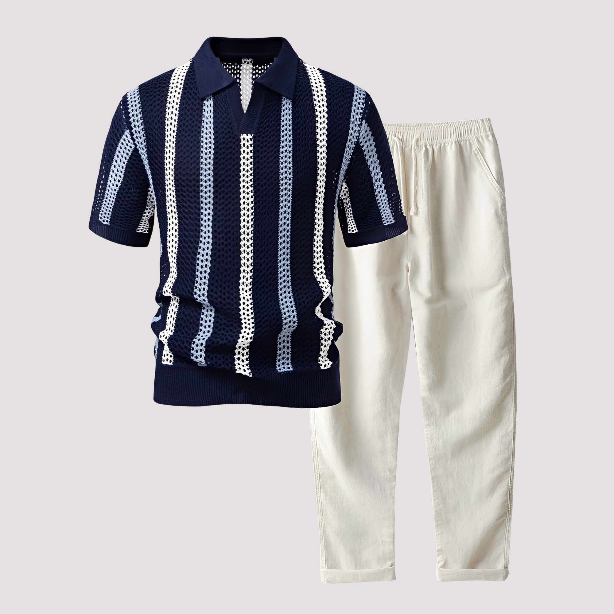 Richards - Bequemes Streifen-Polo mit passender Hose