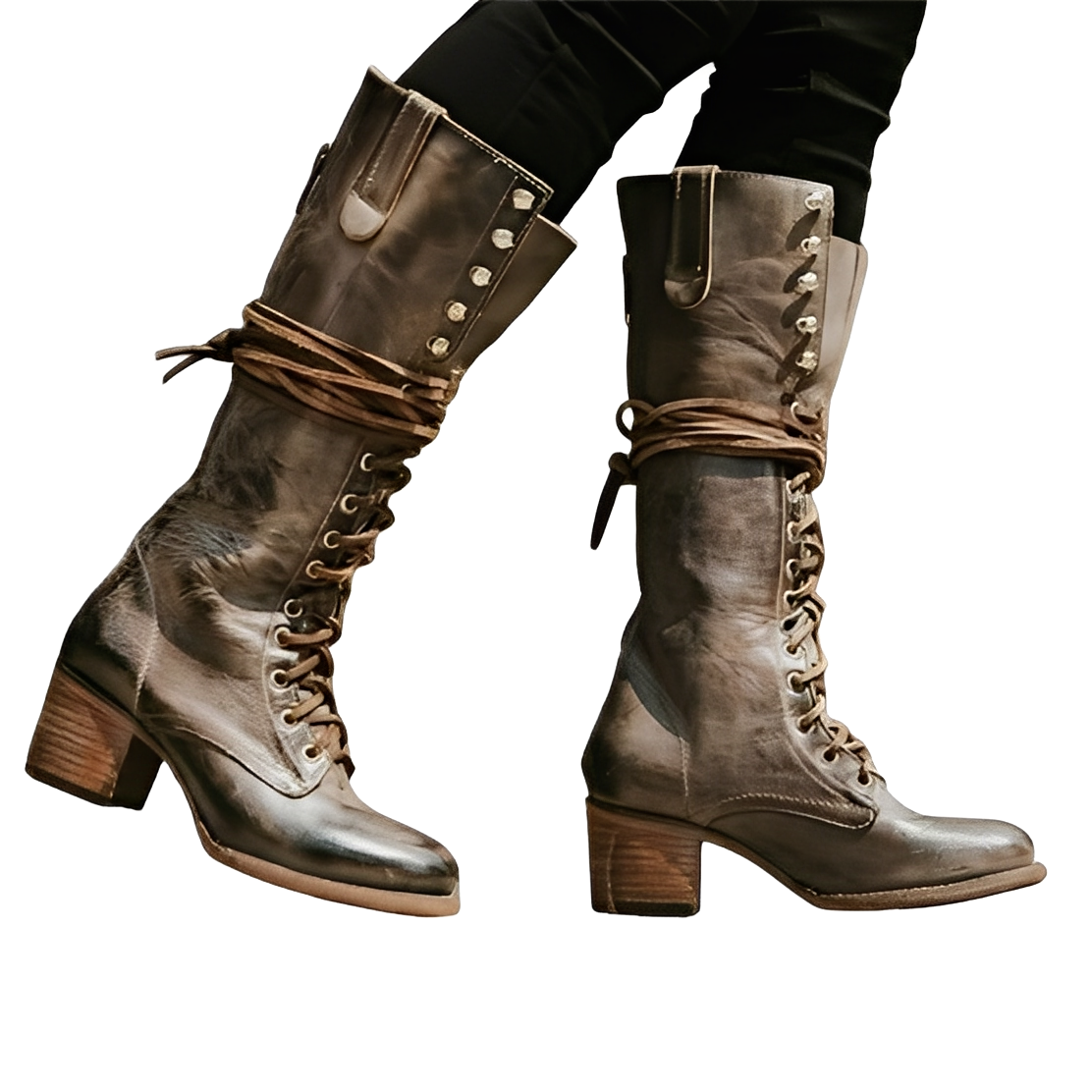 Jasmine - Damen-Freizeitstiefel mit Schnürung und Blockabsatz